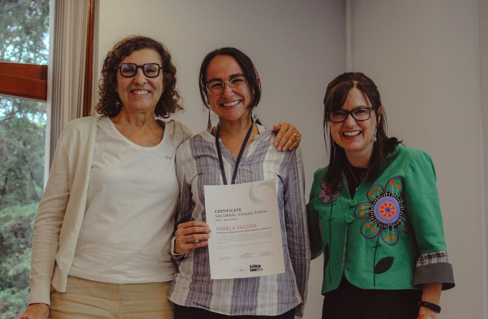 Daniela Da Costa con la Dra. Ana Diez Roux y la Dra. Olga Lucía Sarmiento