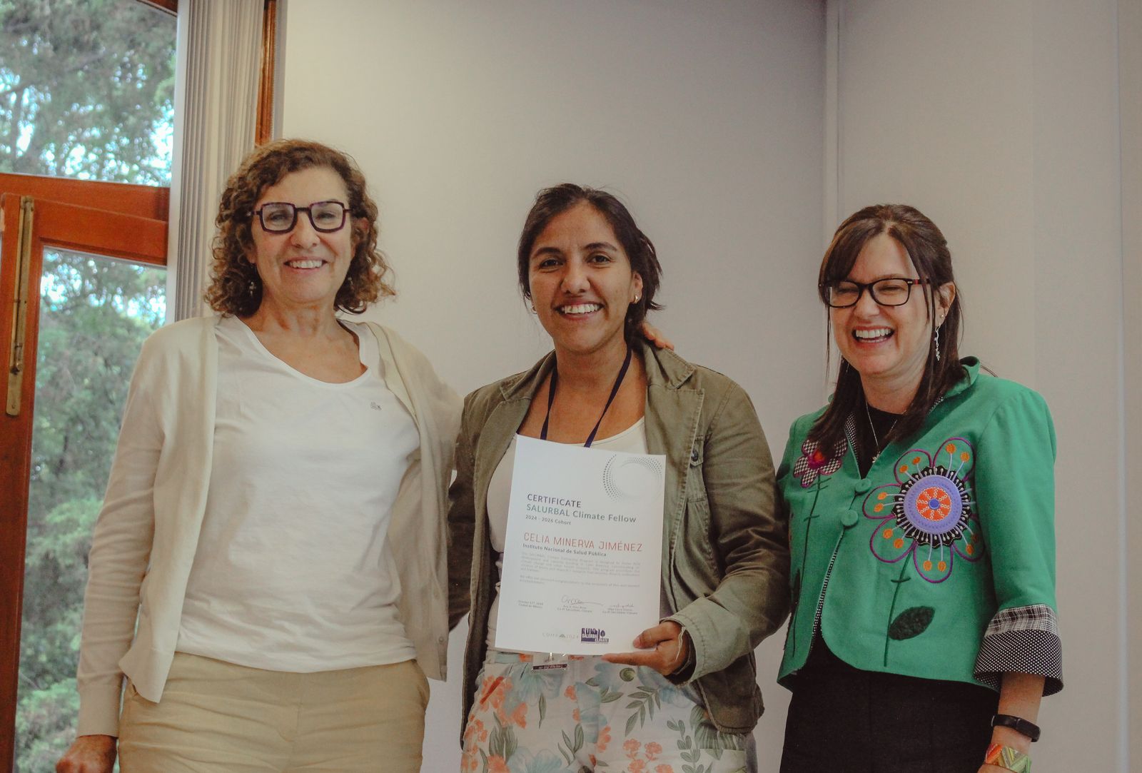 Celia Jiménez con la Dra. Ana Diez Roux y la Dra. Olga Lucía Sarmiento