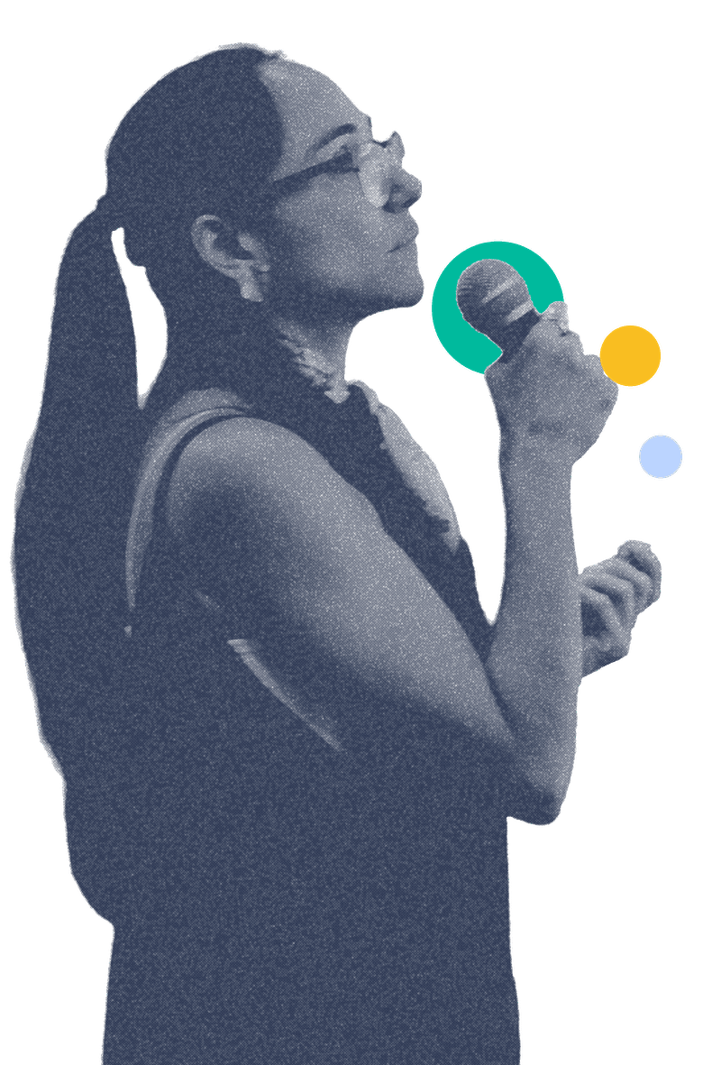 A SALURBAL researcher speaking into a microphone