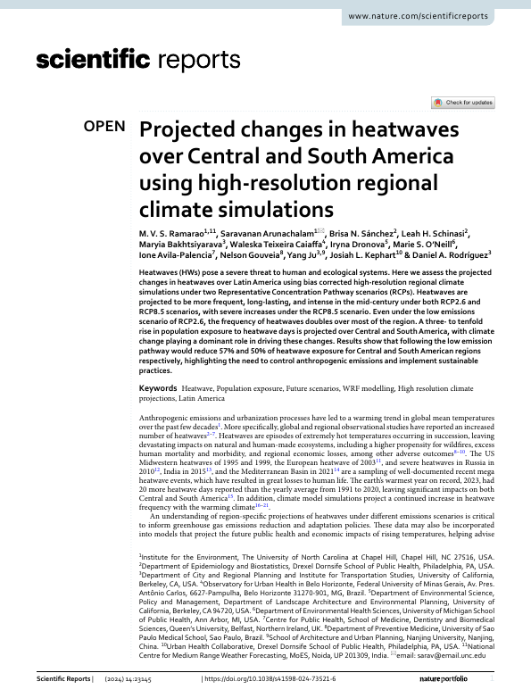 Projected changes in heatwaves over Central and South America using high-resolution regional climate simulations.