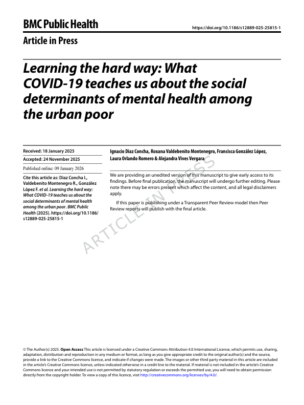 Learning the hard way: What COVID-19 teaches us about the social determinants of mental health among the urban poor.