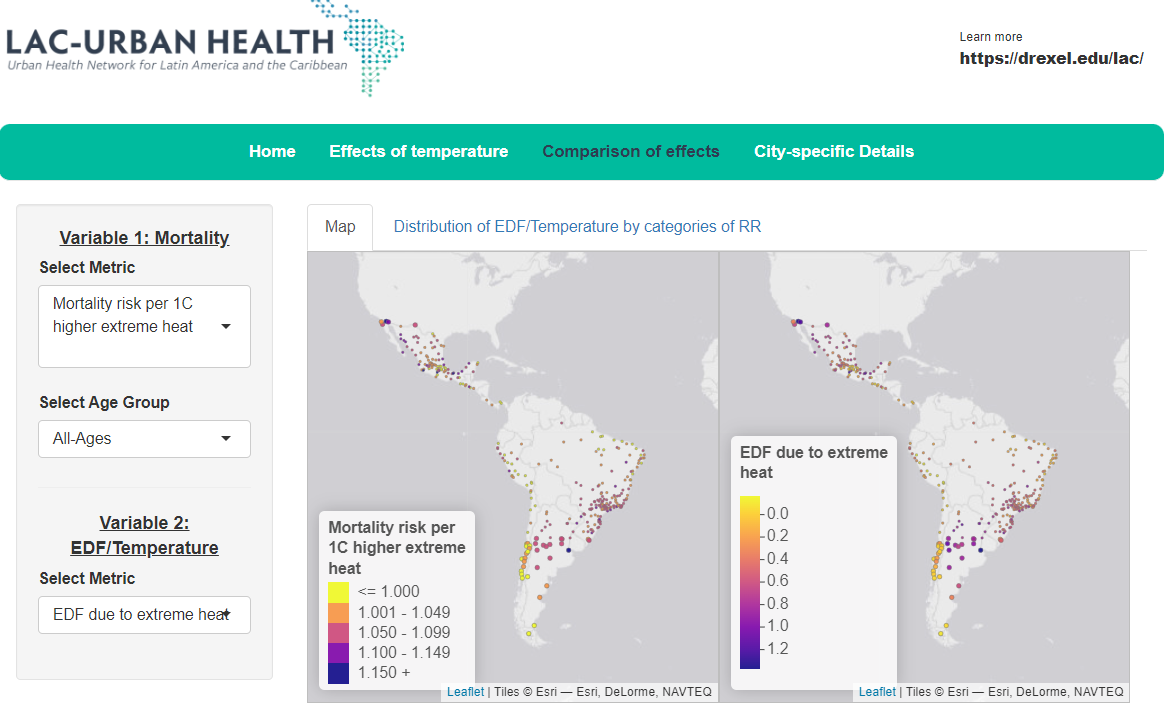 City-level impact of extreme temperatures and mortality in Latin America (Dashboard)